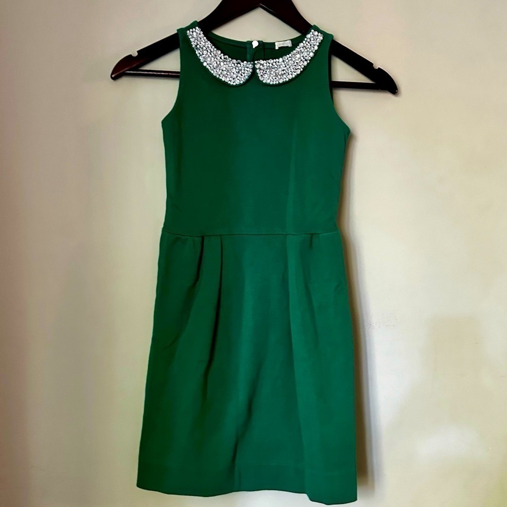 J Crew | Green Rhinestone Sleeveless Dress | Size 6